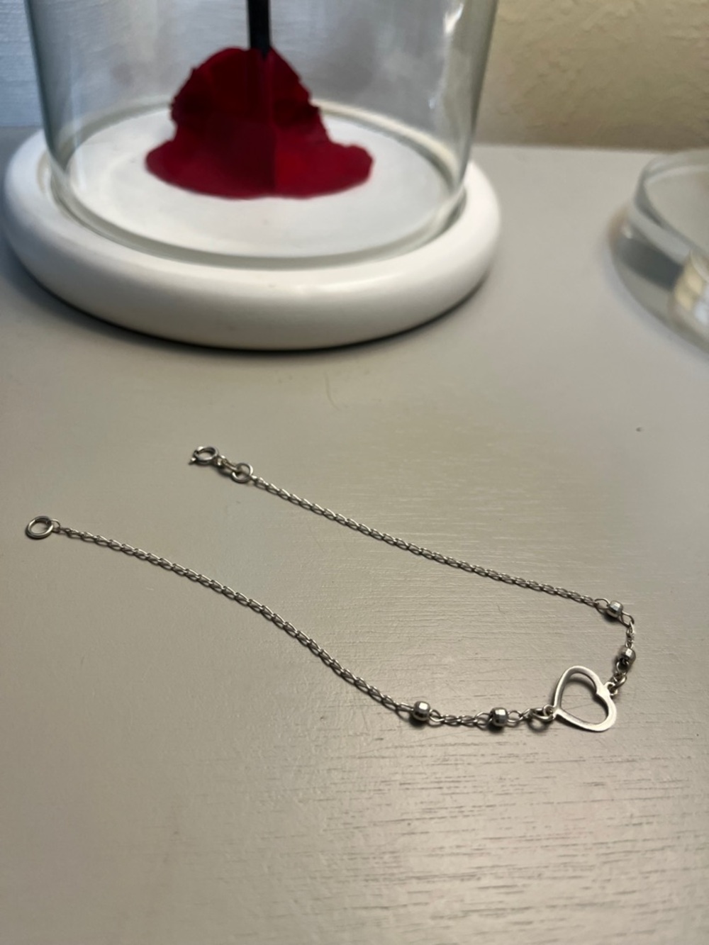 Women's .925 Silver Ankle Heart Charm Chain Elegant Everyday Style